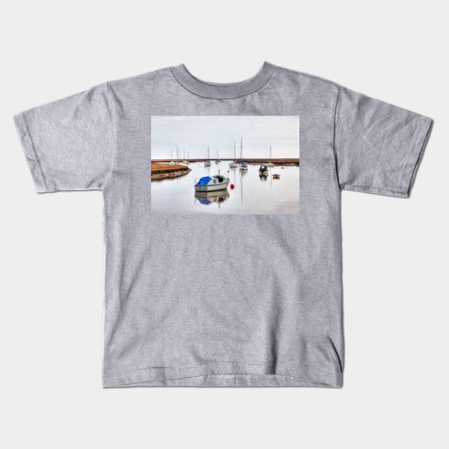 Wells Next The Sea, Estuary Boats, Norfolk, UK Kids T-Shirt by tommysphotos